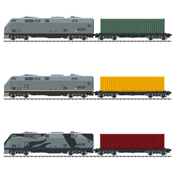 Три типа грузового поезда — стоковый вектор