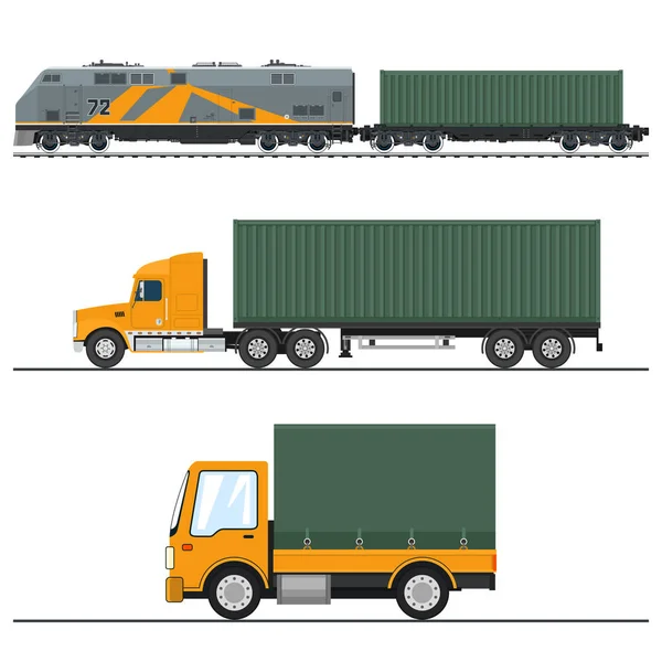 Transport terrestre de marchandises et services ferroviaires — Image vectorielle
