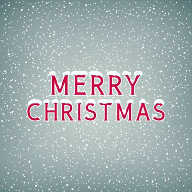 Festival kış arka plan, kar harfleri mutlu Noeller, kar yağışı, gri arka plan üzerinde beyaz kar taneleri illüstrasyon vektör