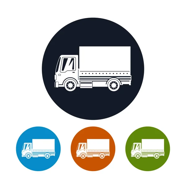 Four Types Colorful Icons Small Covered Truck Transport Services Logistics — Stock Vector