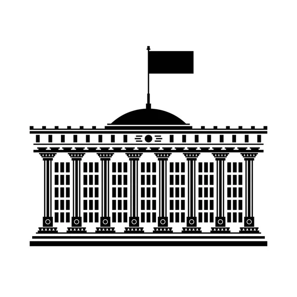 Bankhaus Mit Fahne Auf Dem Dach Isoliert Auf Weiß Gericht — Stockvektor