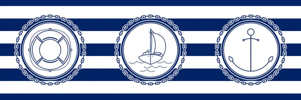 Banner med havet emblem — Stock vektor