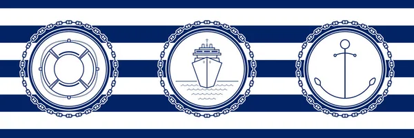 Banner med havet emblem — Stock vektor