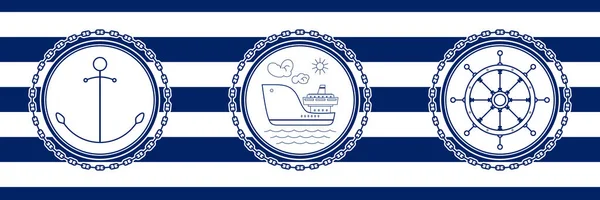 Banner com Emblemas do Mar —  Vetores de Stock