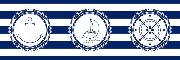 Bandiera con emblemi del mare — Vettoriale Stock