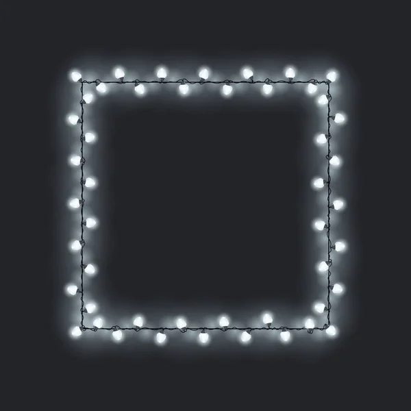 การ แลนด เทศกาลสแควร องแสง หลอดไฟส ขาวบนพ นหล เทา เคร องประด — ภาพเวกเตอร์สต็อก