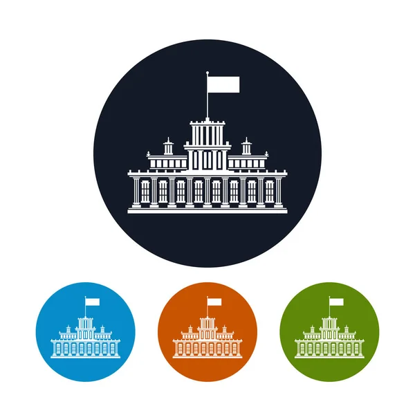 Чотири типи круглих ікон урядовий будинок — стоковий вектор
