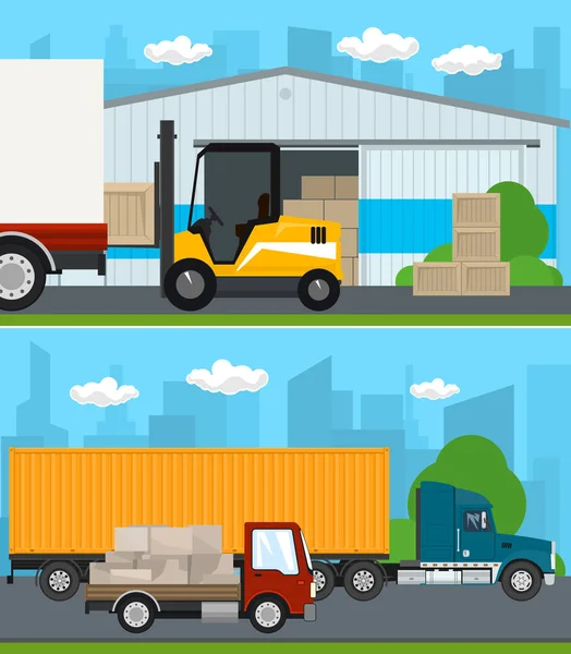 Set of Cargo Services and Storage — Stock Vector