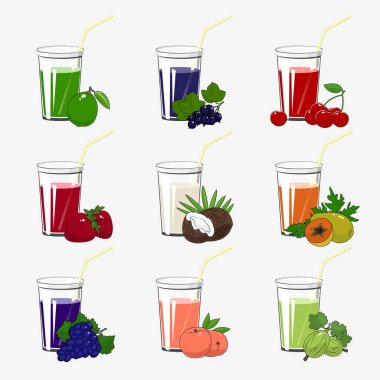 Taze narenciye ve meyveler meyve suları seti