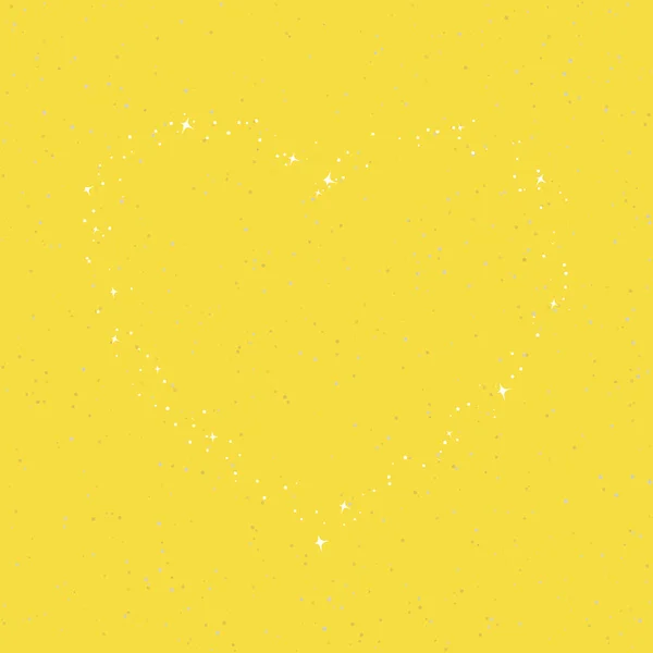 O Coração das Estrelas no Céu Brilhante Amarelo — Vetor de Stock