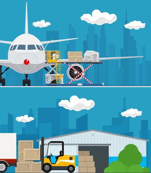 Air Cargo és tárolási szolgáltatások — Stock Vector