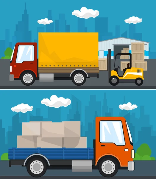 Sada nákladní dopravy a skladování — Stockový vektor