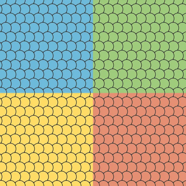 Conjunto de patrones sin costura con azulejos redondos — Vector de stock