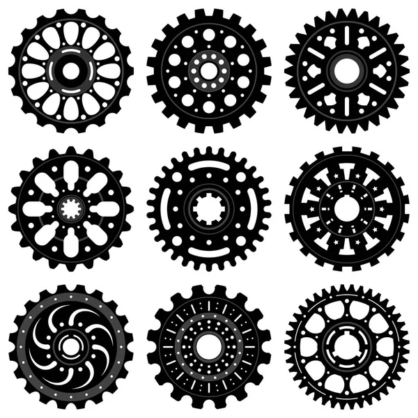 Set of gear wheels or cogs — Stock Vector