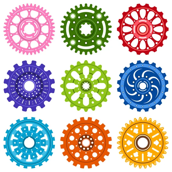 Set of colorful gear wheels — Stock Vector