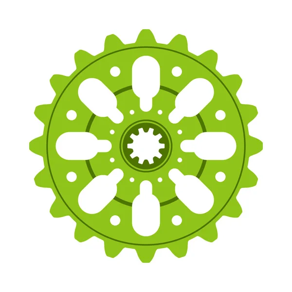 Roda de engrenagem verde ou engrenagem — Vetor de Stock