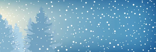 Bannière d'hiver avec chutes de neige dans la forêt — Image vectorielle