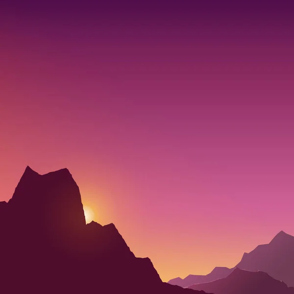 Al amanecer en las montañas — Vector de stock