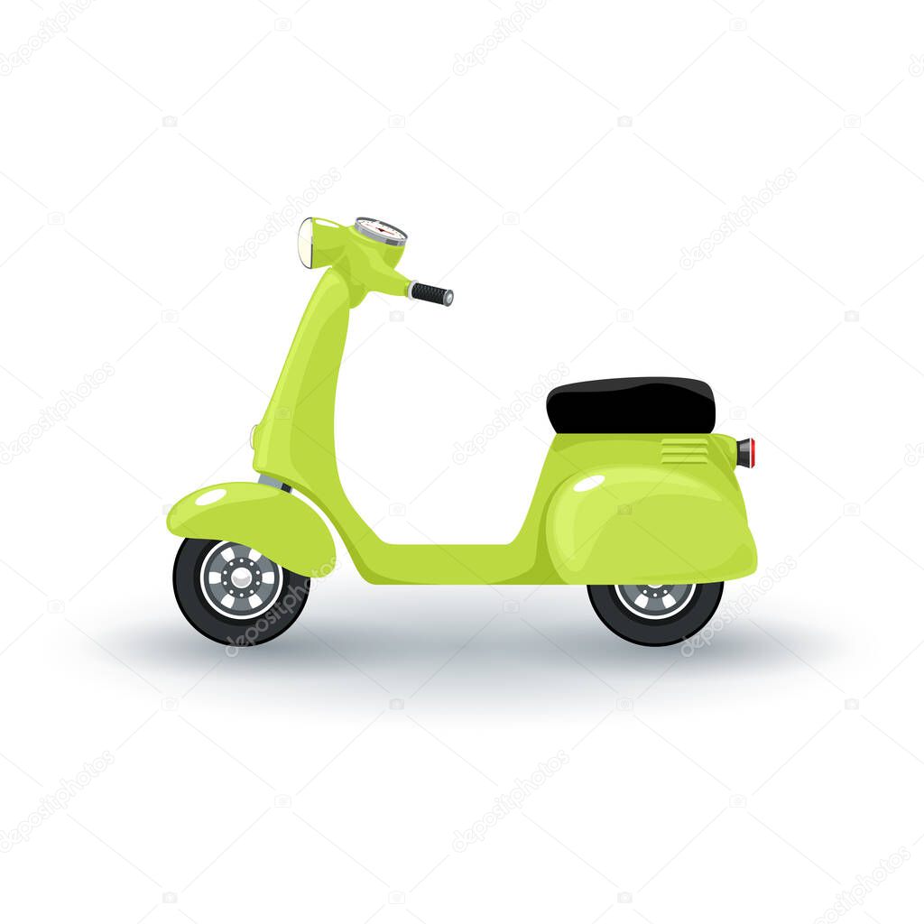 Green vintage scooter isolated