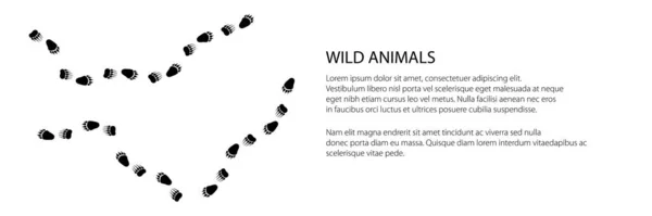 Banner Track Forest Animal Traces Predatory Animal Bear Vector Illustration — Stock Vector