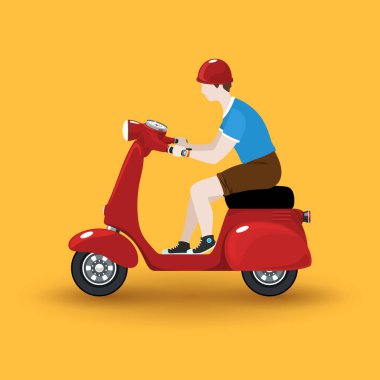 Genç adam scooter kullanıyor.