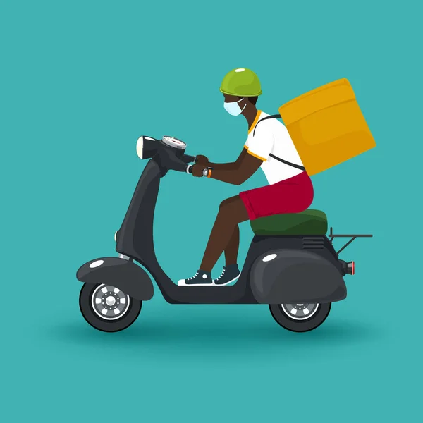 El repartidor monta un scooter — Vector de stock