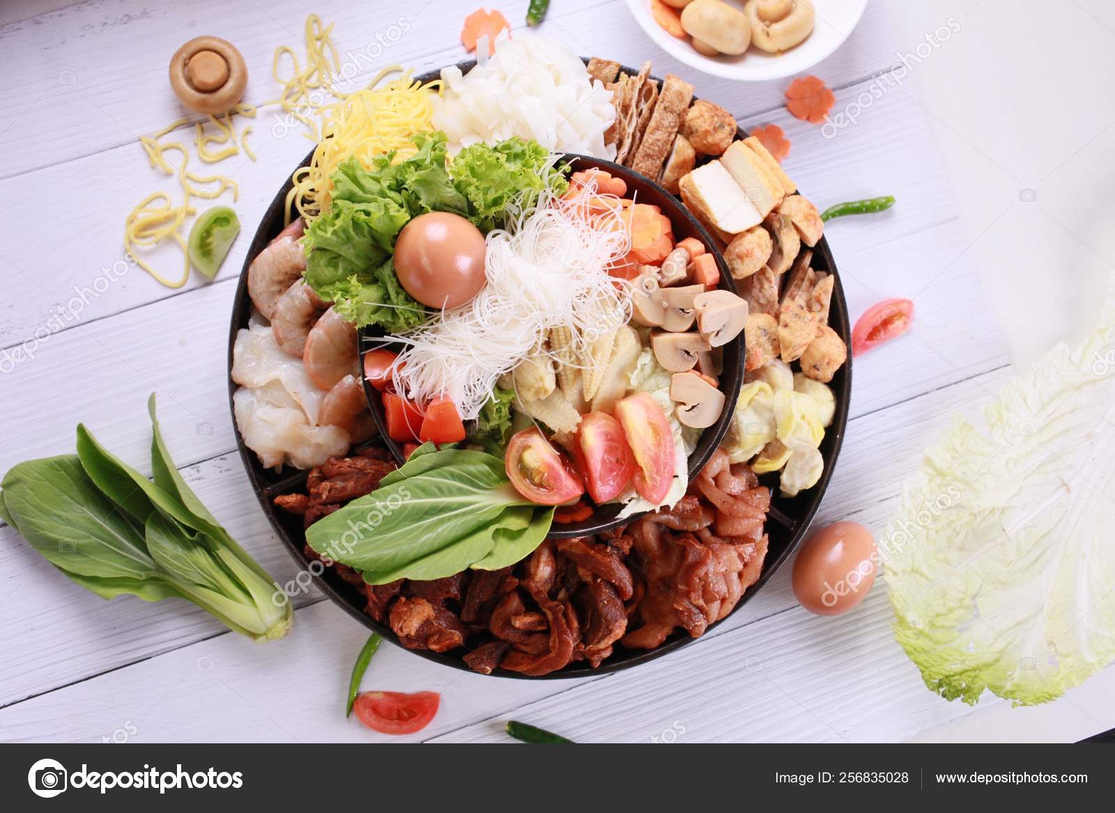 Hot Pot Meat Vegetable — Stock Photo © adhaghazali 256835028