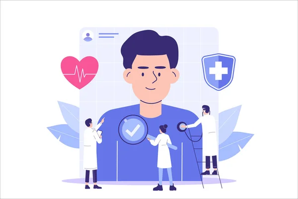 Concepto Chequeo Médico Médicos Personal Médico Examinando Paciente Masculino Salud — Vector de stock