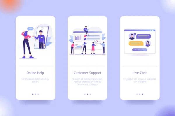 Ensemble Conception Applications Pour Aide Ligne Support Client Chat Direct — Image vectorielle