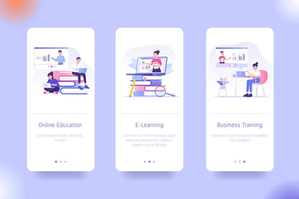 Vorlagen Für Mobiles Anwendungsdesign Für Online Bildung Learning Und Business — Stockvektor