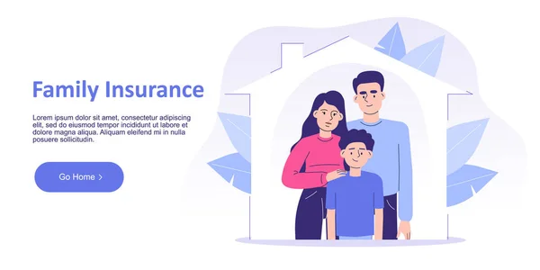 Happy Family Home Insurance Services Concept Insurance Family Life Protection — Stock Vector