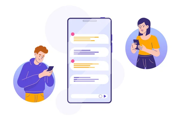 Concepto Chat Las Relaciones Virtuales Línea Citas Redes Sociales Mensajería — Vector de stock