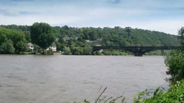Mosel Floden Tidsfördröjning Floden Mosel Flyter Genom Tyskland Frankrike Och — Stockvideo