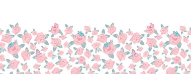 Pembe morden çiçek yaprağı kelebek dikey kenar beyaz arkaplan tasarımı