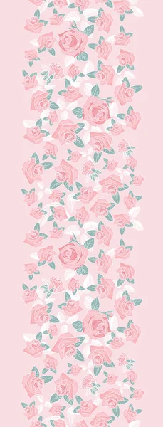 Růžová růže morden květinový list horizontální okraj bílá pozadí design — Stockový vektor