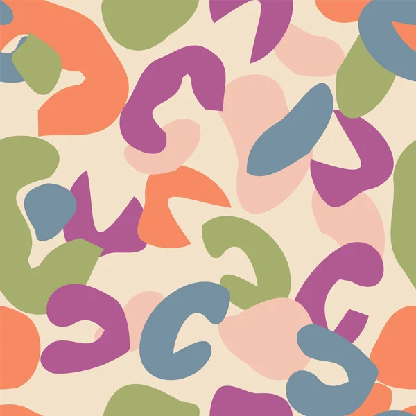抽象的几何图形豹动物紫色象牙绿色粉红图案设计 — 图库矢量图片