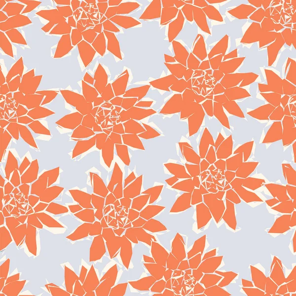 Векторные бесшовные геометрические цветы лотоса на сером фоне — стоковый вектор
