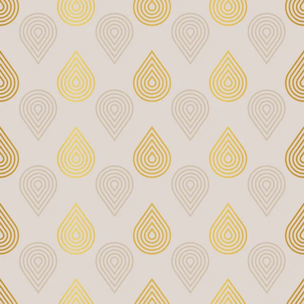Astratto stilizzato retro sfondo beige con pioggia d'oro gocce senza soluzione di continuità disegno del modello — Vettoriale Stock