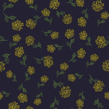 Soyut çiçekler el çizimi karalama papatya çiçeği çizimi kusursuz desen tasarımı