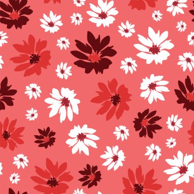 Yeşil arkaplan tasarımında el yapımı el yapımı kır çiçekleriyle kusursuz desen