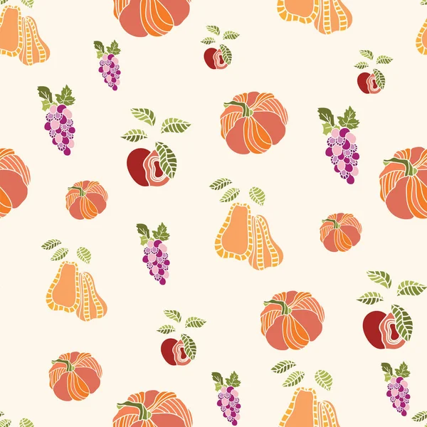 Thanksgiving abstract pumpkin, fruits seamless pattern background design. — Stock Vector