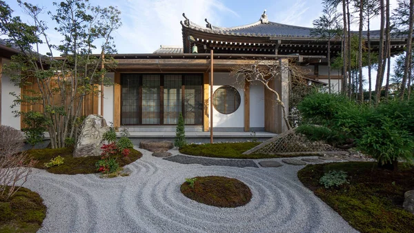 Casa Japonesa Tradicional Com Jardim Pedra Zen Kamakura Japão — Fotografia de Stock