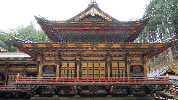 Golden facade of a temple in Nikko Japan