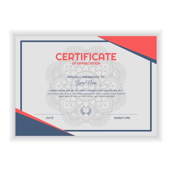Creative Certificate Appreciation Award Template Mandala Ornament — Stock Vector