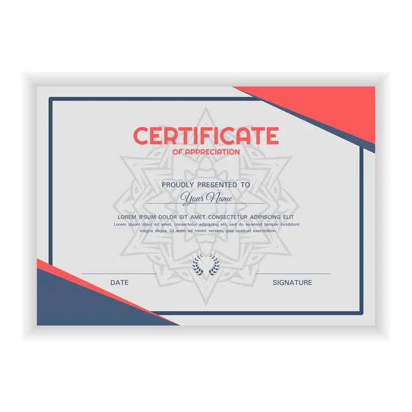 Creative Certificate Appreciation Award Template Mandala Ornament — Stock Vector
