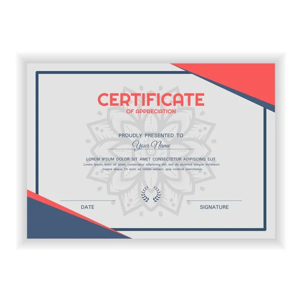 Creative Certificate Appreciation Award Mall Med Mandala Prydnad — Stock vektor