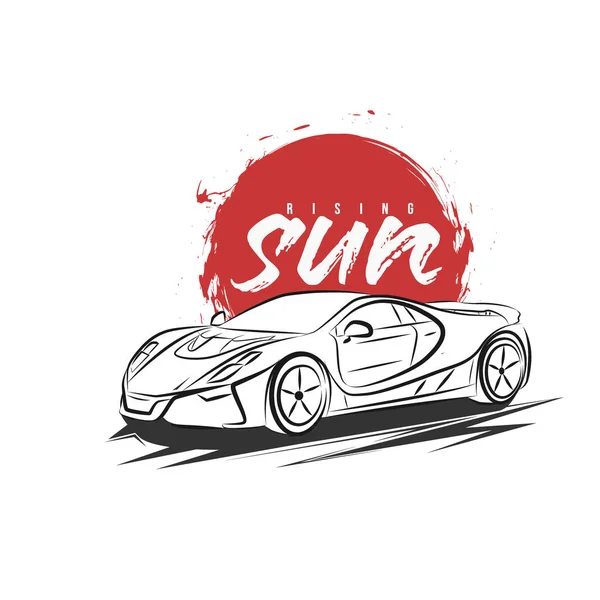 Illustrazione Auto Sportive Shirt Design — Vettoriale Stock