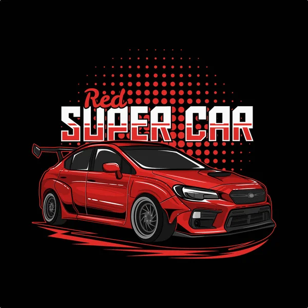 Rode Super Auto Illustratie Perfect Voor Tshirt Ontwerp Poster Sticker — Stockvector