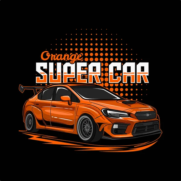 Oranje Super Auto Illustratie Perfect Voor Tshirt Ontwerp Poster Sticker — Stockvector