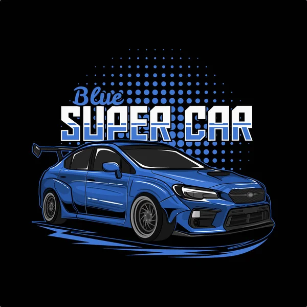 Blauwe Super Auto Illustratie Perfect Voor Tshirt Ontwerp Poster Sticker — Stockvector